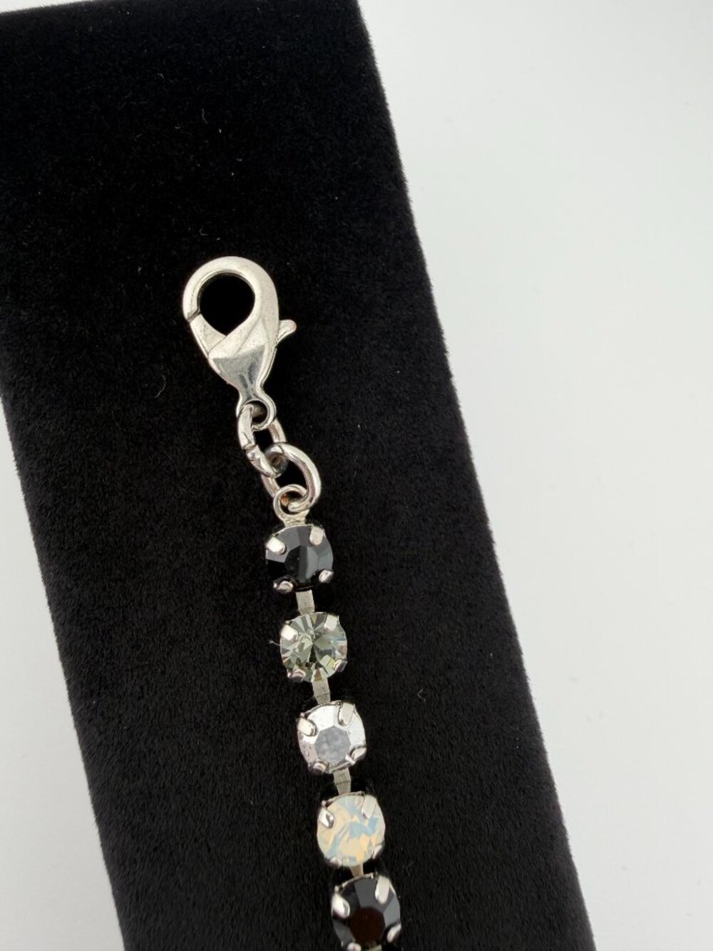 Mariana Petite Tennis Style Bracelet Silver Grey Black Opal - Picture 3 of 3
